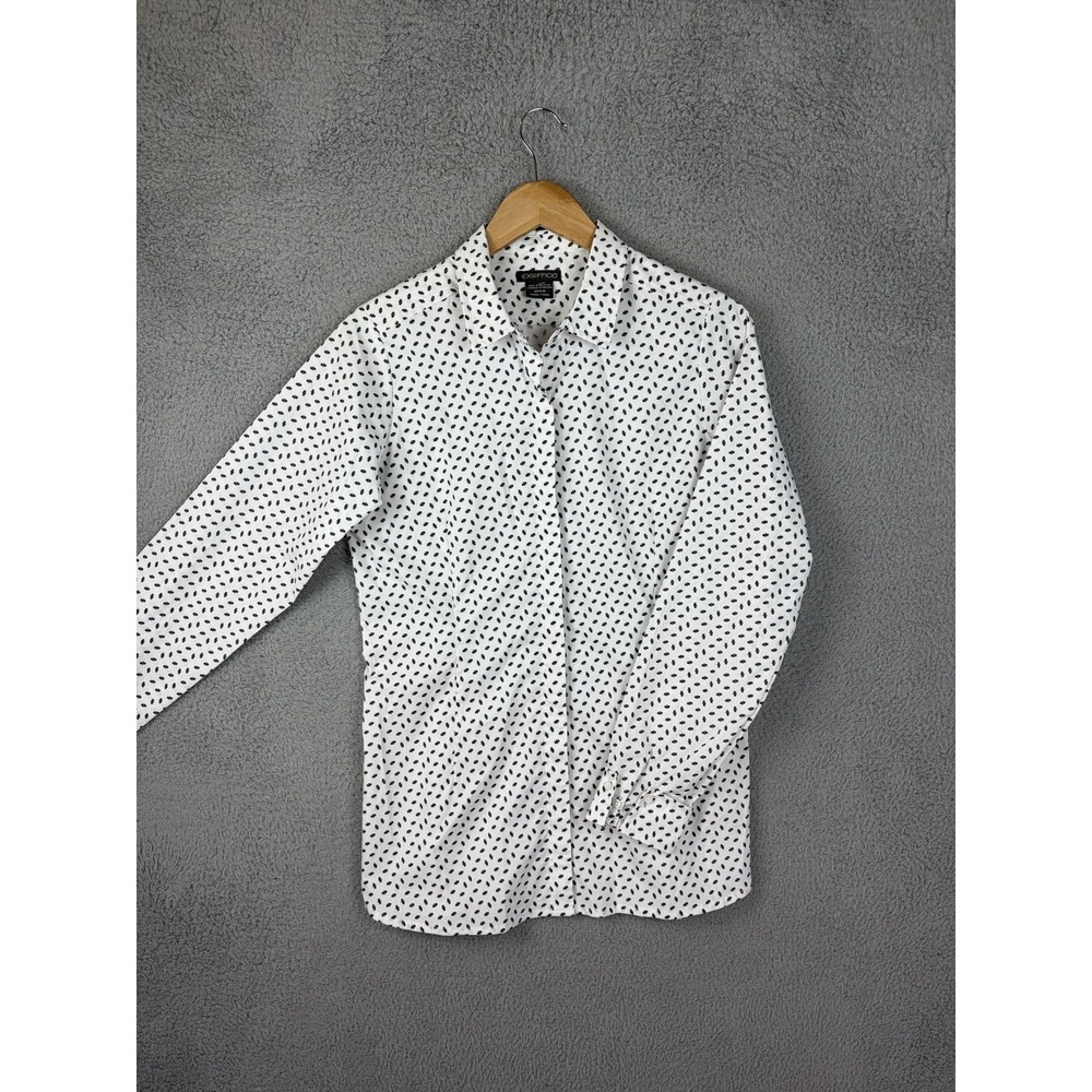 ExOfficio Shirt Womens Small White Geometric Print Long Sleeve Button Front